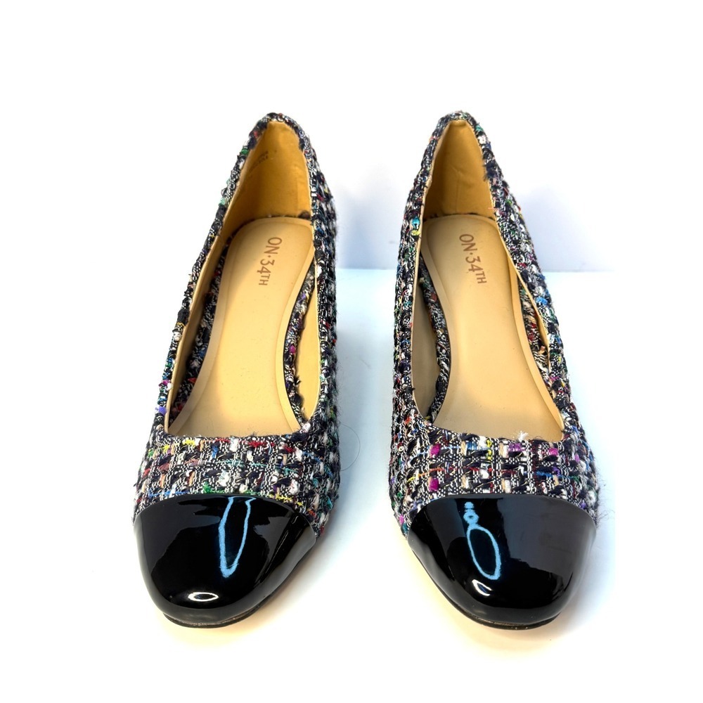 On 34th Tilly  Cap-Toe Block-Heel Pumps, Multi Color Size 8.5 M NWT/BOX‎